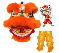 DowPie Costume de Mascotte de Danse du Lion, Cadeau Traditionnel Chinois pour Les Adolescents de 5 à 15 Ans, pour Les éloigner des écrans et Leur Faire Aimer Le Sport. Orange-Singles