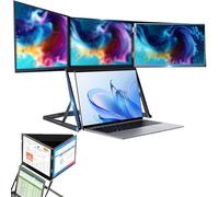 DowPie Écran Triple Portable Pliable de 15,6 Pouces, Trois écrans indépendants pour des tâches simultanées, Compatible Windows et Mac, avec Rotation à 360° et Angles de Vision réglables.