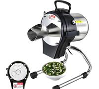 DowPie Hachoir à légumes électrique, Coupe-oignons Vert Professionnel avec Lame Circulaire à 360°, 110 W, 6 000 TR/Min et épaisseur de Coupe réglable de 1 à 5 mm pour la Cuisine 2feedinlets
