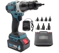 DowPie Pistolet à Riveter sans Fil 26 V alimenté par Batterie - Outil de rivetage Automatique Aveugle avec Panneau de Commande Intelligent et Port de réglage de Vitesse Completeset