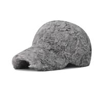DOwrap Casquette d'hiver unisexe en coton classique fausse peluche chaude casquette de baseball en peluche pour homme, gris, L
