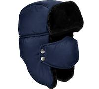 DOXHAUS Unisexe Hiver Chapka Ear Flap Trappeur Bomber Casquettes Bonnets Chapeaux Garder Chaud Patinage Ski Autres Activités en Plein Air, Bleu Marin， Fourrure Noire