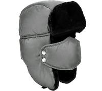 DOXHAUS Unisexe Hiver Chapka Ear Flap Trappeur Bomber Casquettes Bonnets Chapeaux Garder Chaud Patinage Ski Autres Activités en Plein Air, Gris， Fourrure Noire