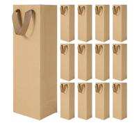 Doxicey Lot de 4 sacs à vin en papier kraft à poignée solide pour ranger des bouteilles de vin, emballage cadeau, fournitures de fête, sacs de boissons pour stocker le vin