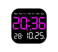 Doxiuyo Horloges Murales Numériques Température Date Semaine Affichage Horloge 12/24H Mural LED Réveil Télécommande D