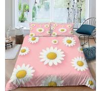 DOXLITVT Fond Rose Housse De Couette 3 Pièces Fresh Pastoral Herbs Parure De Lit Microfibre pour Adulte Et Enfant avec 2 Taie d'oreiller King（220x240cm）