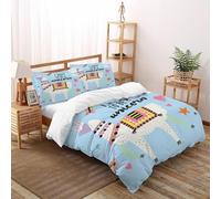 DOXLITVT Lama Licorne Housse De Couette 3 Pièces Cute Pastoral Animal Imprimé De Couvre-Lit Microfibre pour Chambre À Coucher Doux Et Confortable avec 2 Taie d'oreiller Super King（260x220cm）