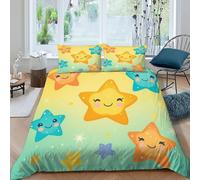 DOXLITVT Parure De Couette Étoiles Couleurs Housse De Couette Cute StarrySkyÉtoiles en Microfibre, Parure De Lit Adulte Enfant, Ensemble De Literie avec 2 Taie d'oreiller King（220x240cm）
