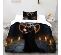 DOXLITVT Pentagramme Crâne Housse De Couette Kids Witchcraft Castle Human Parure De Lit Single（135x200cm） Parure Décor De Witchcraft Castle Human avec 1 Taie d'oreiller