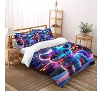 DOXLITVT Phoenix Feu Glace Housse De Couette 3 Pièces 3D Motif Animal Theme Faune Sauvage Ensemble De Literie Microfibre pour Adulte Et Enfant avec Taies d'oreiller Double（200x200cm）