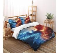 DOXLITVT Phoenix Galaxie Housse De Couette 3 Pièces Animal Theme Faune Sauvage Imprimé Parure De Lit Microfibre Adulte avec Fermeture Éclair 2 Taie d'oreiller Double（200x200cm）