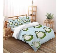 DOXLITVT Pingouin Paresseux Housse De Couette 3 Pièces Cute Marine Animals Imprimé De Couvre-Lit Microfibre pour Chambre À Coucher Doux Et Confortable avec 2 Taie d'oreiller Double（200x200cm）