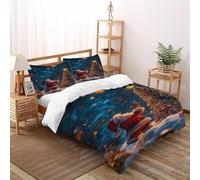 DOXLITVT Santa Contrôleur Néon Housse De Couette 3 Pièces Parure De Couette Thèmes de Noël Microfibre 2 Taie d'oreiller Super King（260x220cm）