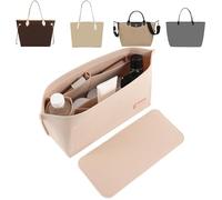 Doxo Lot de 2 organiseurs de sac à main, organiseur de sac en feutre avec fermeture éclair, 7 tailles, compatible avec Speedy Neverfull MM/City33 et plus (beige-taille L-combinaison)