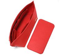 Doxo Purse Organizer Insert, Felt Bag Insert Tote Fit L Speedy 35, Neverfull PM & Base Shaper 2pc Set(Medium-Red-Combination)