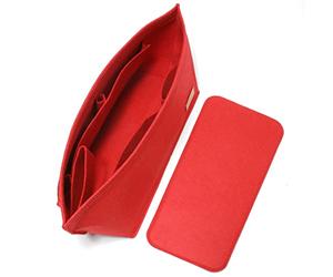 Doxo Purse Organizer Insert, Felt Bag Insert Tote Fit L Speedy 35, Neverfull PM & Base Shaper 2pc Set(Medium-Red-Combination)
