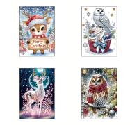 DoxQcs Carnet de notes de 50 pages de peinture diamant style Noël sans fil, carnet de notes de peinture partielle, papier vierge pour bureau, maison, artisanat, art - #17-4PC