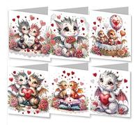 DoxQcs Kit de cartes de vœux 5D à faire soi-même avec peinture diamant - Cartes d'anniversaire pour cadeaux de Noël, cartes de vœux pliables pour anniversaire, Thanksgiving - #34-6PC Ptérosaure