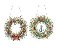 DoxQcs Kit de peinture diamant de Noël à faire soi-même - Forme spéciale - Strass - Décoration de fenêtre - Décoration murale à suspendre - Motif double face (foret à pointe latérale unique) - 2