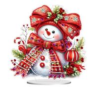 DoxQcs Peinture diamant à faire soi-même - Ornements de table pour adultes, décoration de Noël pour la maison et le bureau (diamant à point simple face) - Bonhomme de neige - 7