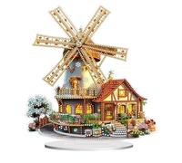 DoxQcs Peinture diamant à faire soi-même - Ornements de table pour adultes, décoration de Noël pour la maison et le bureau (diamant à pois sur un côté) - Moulin à vent - 2