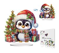 DoxQcs Peinture diamant à pois à faire soi-même - Ornements de table de Noël pour adultes - Décoration créative de Noël (motif double face, diamant unilatéral) - Pingouin-2