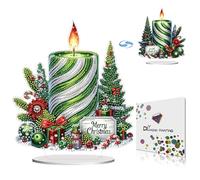 DoxQcs Peinture diamant à pois à faire soi-même - Ornements de table de Noël pour adultes - Décoration créative de Noël (motif double face, diamant unilatéral) - Bougie