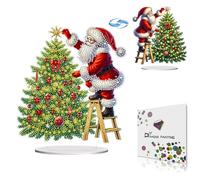 DoxQcs Peinture diamant à pois à faire soi-même - Ornements de table de Noël pour adultes - Décoration créative de Noël (motif double face, diamant unilatéral) - Sapin de Noël - 2