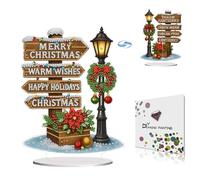 DoxQcs Peinture diamant à pois à faire soi-même - Ornements de table de Noël pour adultes - Décoration créative de Noël (motif double face, diamant unilatéral) - Panneaux de réverbère