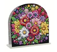 DoxQcs Porte-serviettes en papier pour peinture diamant à faire soi-même, porte-serviettes en papier tridimensionnel pour bureau (diamant double face) - #03-fleur