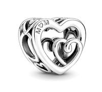 Doyafer 925 pendentif en argent sterling Charms Fête des Mères double en forme de cœur pour les femmes Bracelets Collier cadeau