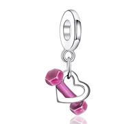 Doyafer 925 pendentif en argent sterling Charms Hobby Appareils de fitness haltère court en forme de cœur pour les femmes bracelets collier cadeau