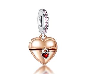 Doyafer 925 pendentif en argent sterling Charms or rose en forme de cœur serrure pour les femmes collier bracelet cadeau