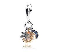 Doyafer 925 pendentif en argent sterling Charms or rose étoiles, lune, soleil pour les femmes bracelets collier cadeau