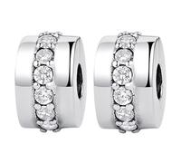 Doyafer 925 Sterling Silver Charms Clips Set 5a Zircon Bracelet Bead Clip 2 Par Paquet