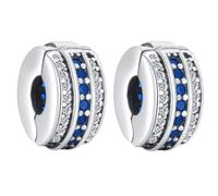 Doyafer 925 Sterling Silver Charms Clips Set Biue 5a Zircon Bracelet Bead Clip 2 Par Paquet