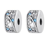 Doyafer 925 Sterling Silver Charms Clips Set Star System Solar Bead Clip Fit Femmes Bracelets 2 par paquet