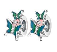 Doyafer 925 Sterling Silver Charms Green Butterfly Silicone Spacer Beads Set For Women'S Charms Bracelets 2 Par Pack
