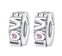 Doyafer 925 Sterling Silver Charms Love Heart Silicone Spacer Beads Set For Women'S Charms Bracelets 2 Par Pack