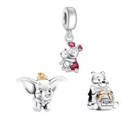 Doyafer Diycharms Ensemble de perles en argent sterling 925 avec pendentif en forme de cochon éléphant et ours pour bracelet et collier