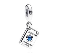 Doyafer Passport Pendentif Charms Citoyen du Monde 925 Argent Sterling Perle Fit Femmes Bracelet Collier Pendentif Famille Amis Cadeau d'anniversaire