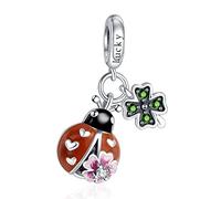 Doyafer Pendentif à breloque coccinelle en argent sterling 925 compatible avec les bracelets pour femmes, cadeaux de vacances en famille