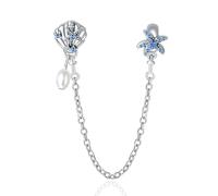 Doyafer Pendentif à breloque en forme d'étoile de mer en argent sterling 925 compatible avec les bracelets pour femmes, cadeaux de vacances en famille