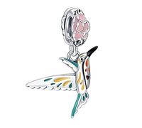 Doyafer Pendentif à breloque oiseau en argent sterling 925 compatible avec les bracelets pour femmes, cadeaux de vacances en famille