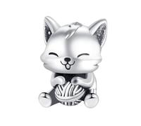 Doyafer Un Petit Chat Mignon Tenant Un Charme De Fourrure En Argent Sterling 925 Charme D'Ajustement Bracelet Collier Pendentif Cadeaux D'Anniversaire De Vacances Pour Les Amis