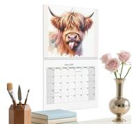 doyandader Calendrier mural 2026 motif vaches des Highlands, calendrier mural en papier épais, planificateur mensuel, papier épais robuste pour gérer les horaires chargés, à suspendre mensuellement