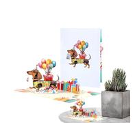 doyandader Carte d'anniversaire amusante en forme de chien - Carte de vœux en papier pour les vacances - Cartes postales 3D créatives - Décoration pour femmes, adultes et