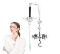 doyandader Marque-page élégant - Porte-page en forme de dragon - Pince à cheveux décorative - Avec pendentif en - Idée cadeau pour les lectrices, l'école, les déplacements, l'anniversaire, la