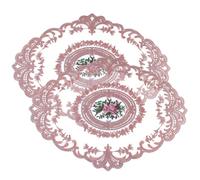 Doylies, Placemats en Dentelle 2pcs Fleur Broidered Oval Mesh Vintage 16.5x12.2 Pouces Doilies Coffee Tea Place Mats pour Table à Manger de Mariage, Style 2, Dentelle
