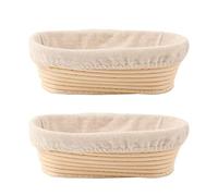 DOYOLLA Lot de 2 paniers à pain de 25,4 cm de forme ovale avec doublures, parfaits pour la pâtisserie au levain professionnel et à la maison